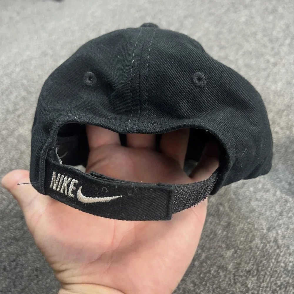 Nike Y2K Swoosh Baseball Cap Child Black Cotton Adjustable Dad Hat Sporty Street